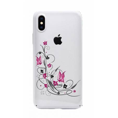 Coque transparente Iphone XS Max feminine fleur papillon