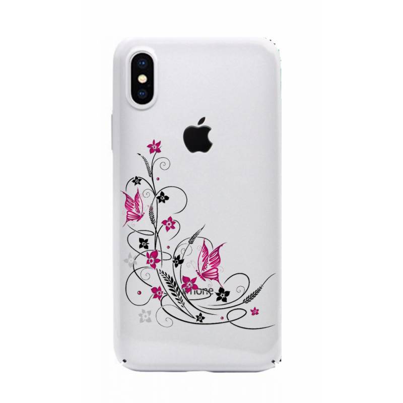 Coque transparente Iphone XS Max feminine fleur papillon
