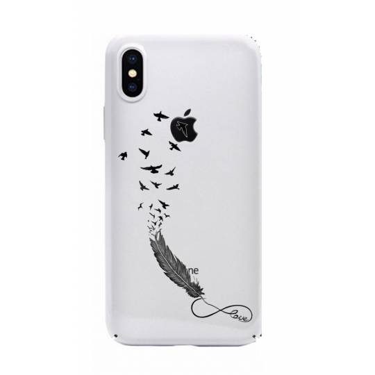 Coque transparente Iphone XS Max feminine plume infini