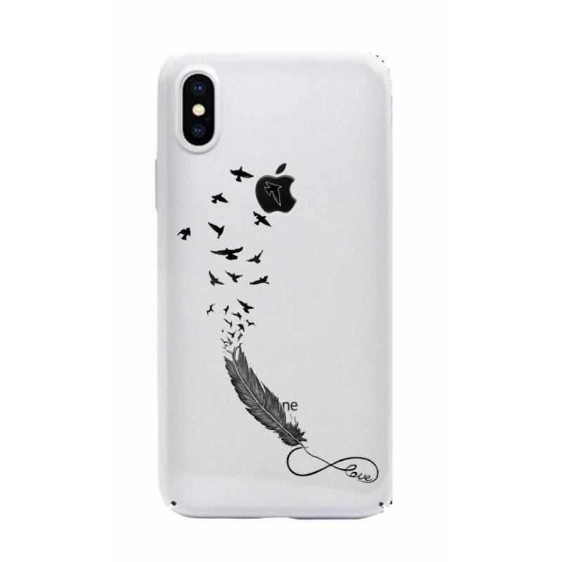 Coque transparente Iphone XS Max feminine plume infini