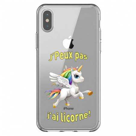 Coque transparente Iphone XS Max jpeux pas jai licorne