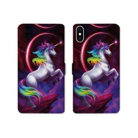RV Housse cuir portefeuille Iphone XS Max Licorne