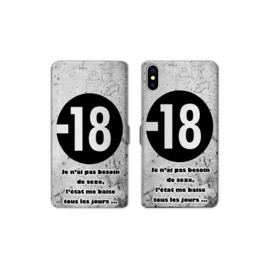 RV Housse cuir portefeuille Iphone XS Max Humour