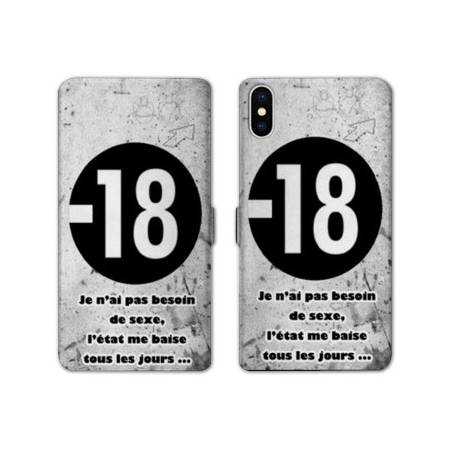 RV Housse cuir portefeuille Iphone XS Max Humour