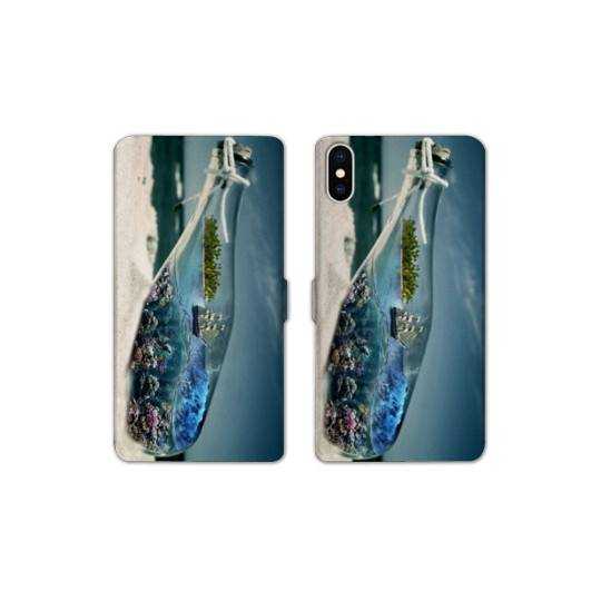 RV Housse cuir portefeuille Iphone XS Max Mer