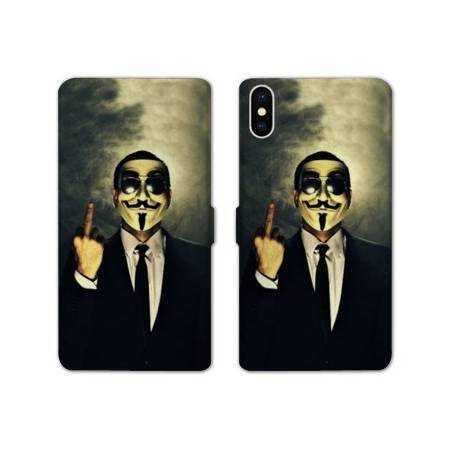 RV Housse cuir portefeuille Iphone XS Max Anonymous