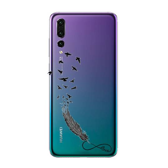 Coque transparente Huawei P30 Pro feminine plume infini