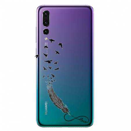 Coque transparente Huawei P30 Pro feminine plume infini