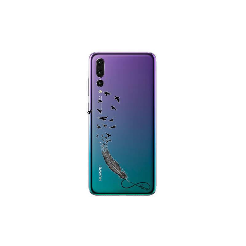 Coque transparente Huawei P30 Pro feminine plume infini