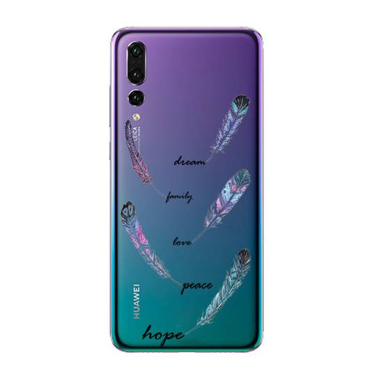 Coque transparente Huawei P30 Pro feminine plume couleur