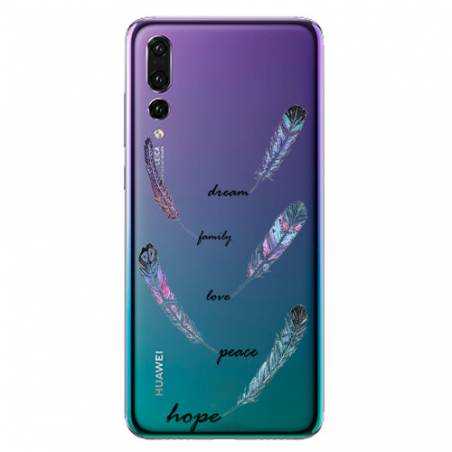 Coque transparente Huawei P30 Pro feminine plume couleur