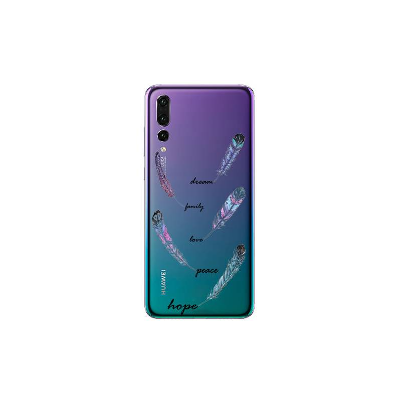 Coque transparente Huawei P30 Pro feminine plume couleur