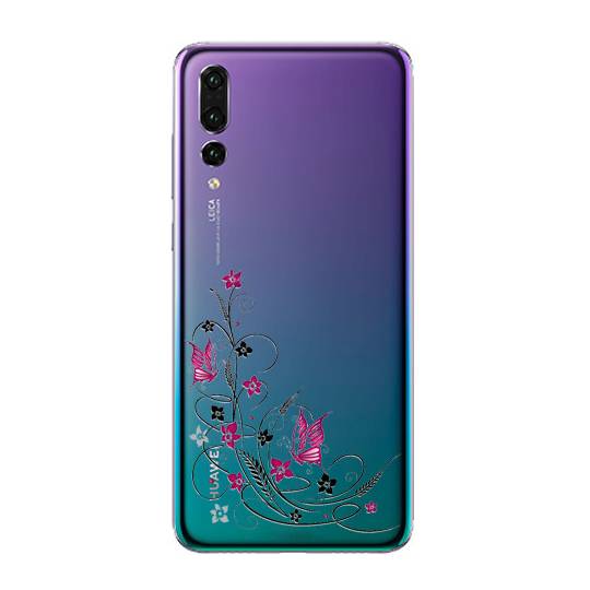 Coque transparente Huawei P30 Pro feminine fleur papillon