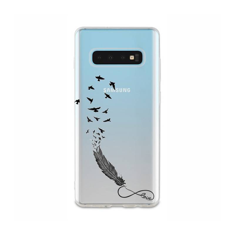Coque transparente Samsung Galaxy S10e feminine plume infini