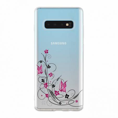 Coque transparente Samsung Galaxy S10e feminine fleur papillon
