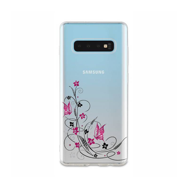 Coque transparente Samsung Galaxy S10 feminine fleur papillon