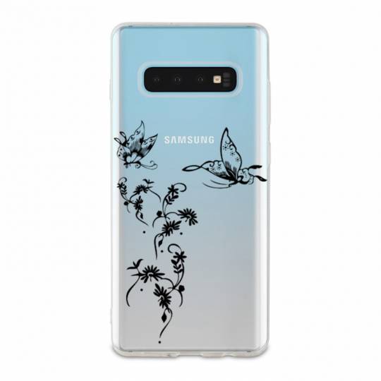 Coque transparente Samsung Galaxy S10 feminine envol fleur