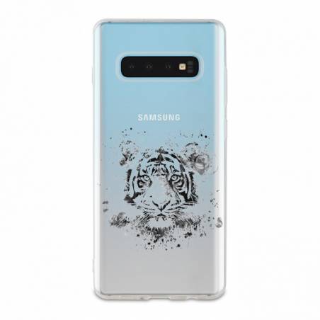 Coque transparente Samsung Galaxy S10 tigre