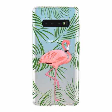 Coque transparente Samsung Galaxy S10 Plus Flamant Rose