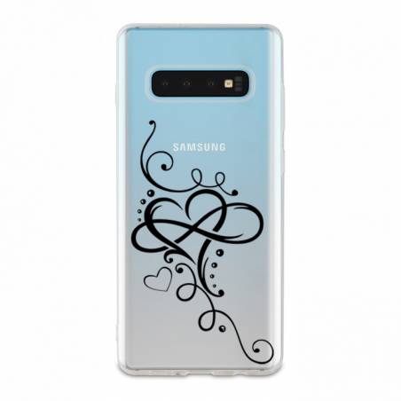 Coque transparente Samsung Galaxy S10 Plus feminine cœur infini