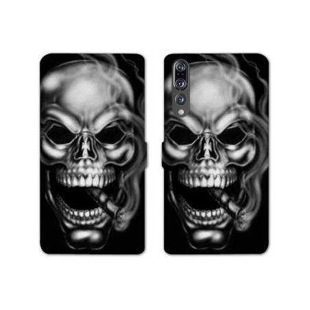 RV Housse cuir portefeuille Huawei P30 PRO tete de mort