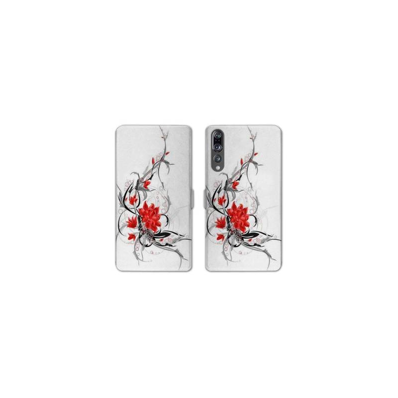 RV Housse cuir portefeuille Huawei P30 PRO fleurs
