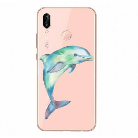 Coque transparente Huawei P30 Lite Dauphin Encre