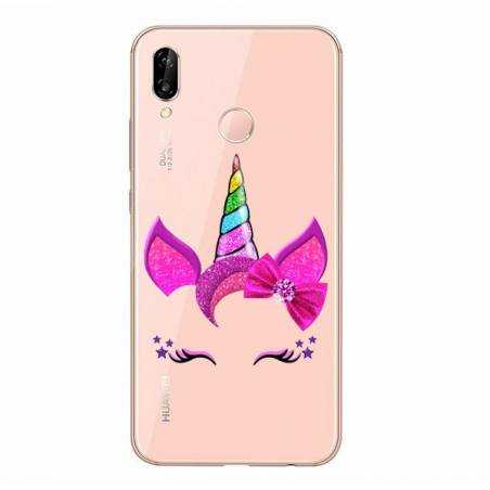 Coque transparente Huawei P30 Lite Licorne paillette