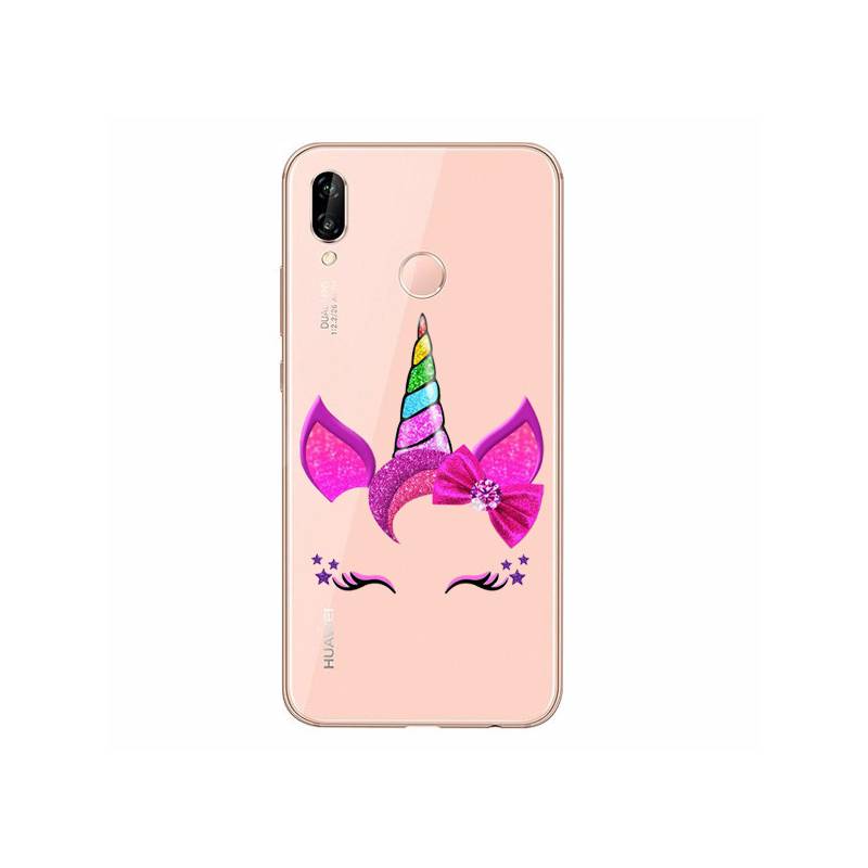 Coque transparente Huawei P30 Lite Licorne paillette