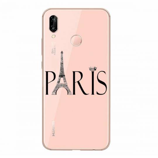 Coque transparente Huawei P30 Lite Paris noir