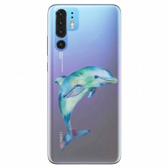 Coque transparente Huawei P30 Pro Dauphin Encre