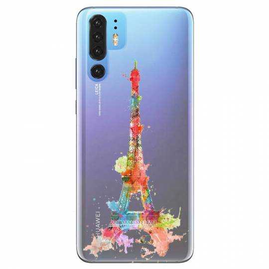 Coque transparente Huawei P30 Pro Tour eiffel colore