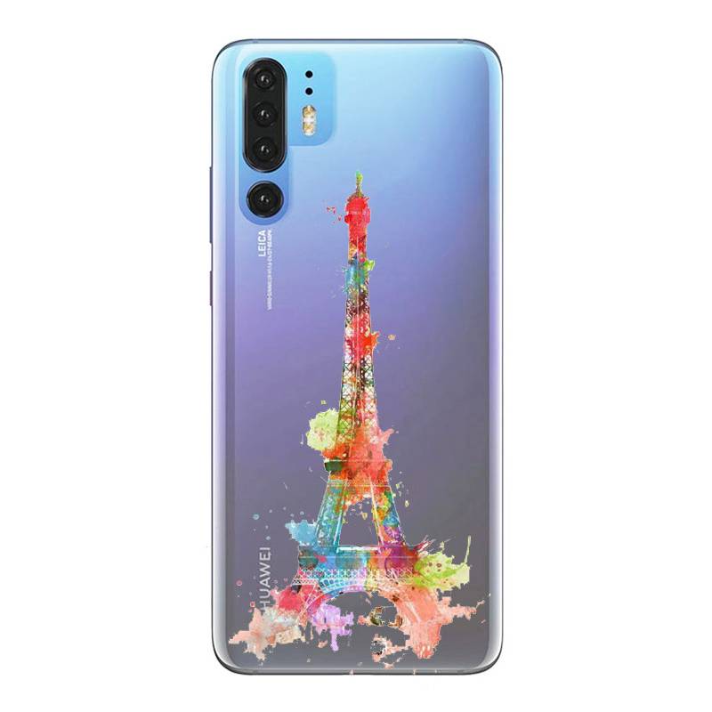 Coque transparente Huawei P30 Pro Tour eiffel colore