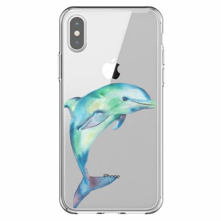 Coque transparente Iphone X / XS Dauphin Encre