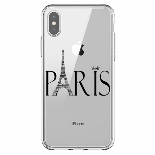 Coque transparente Iphone X / XS Paris noir