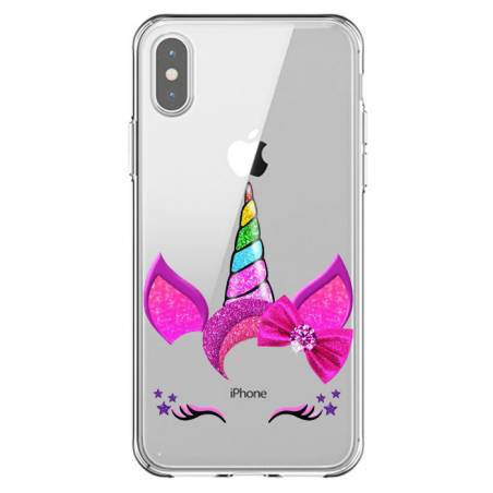 Coque transparente Iphone XS Max Licorne paillette