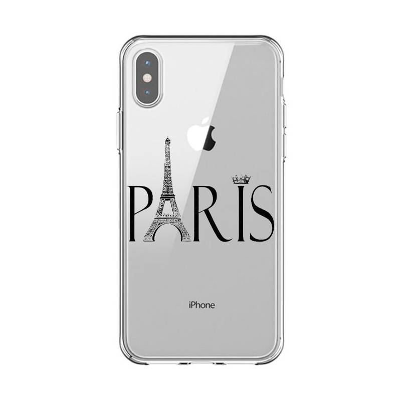 Coque transparente Iphone XS Max Paris noir