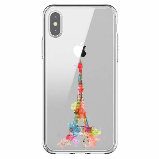 Coque transparente Iphone XS Max Tour eiffel colore