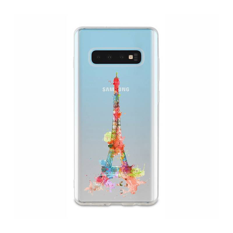Coque transparente Samsung Galaxy S10 Tour eiffel colore