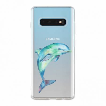 Coque transparente Samsung Galaxy S10 Dauphin Encre
