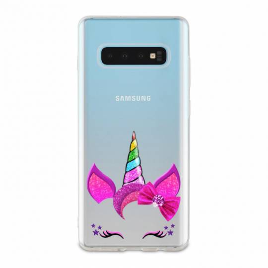 Coque transparente Samsung Galaxy S10e Licorne paillette