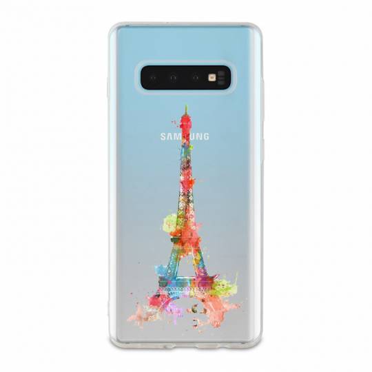 Coque transparente Samsung Galaxy S10 Plus Tour eiffel colore