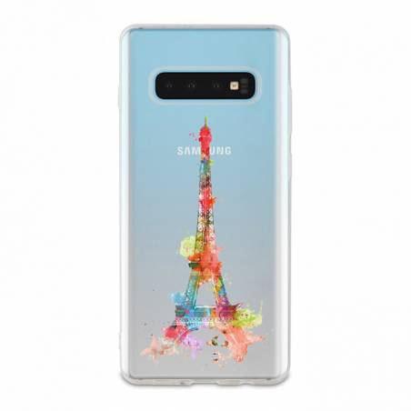 Coque transparente Samsung Galaxy S10 Plus Tour eiffel colore