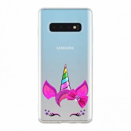 Coque transparente Samsung Galaxy S10 Plus Licorne paillette