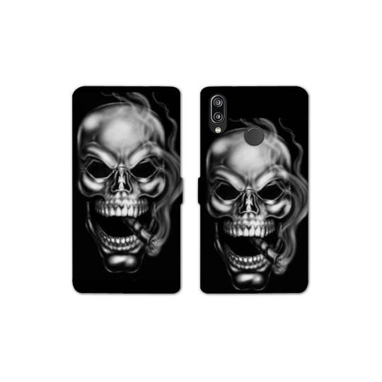 RV Housse cuir portefeuille Huawei P30 LITE tete de mort