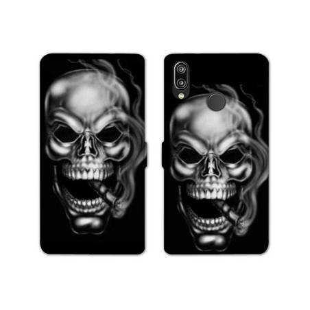 RV Housse cuir portefeuille Huawei P30 LITE tete de mort