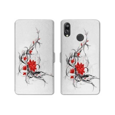 RV Housse cuir portefeuille Huawei P30 LITE fleurs