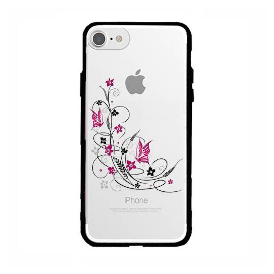 Coque transparente magnetique Apple Iphone 6 / 6s feminine fleur papillon