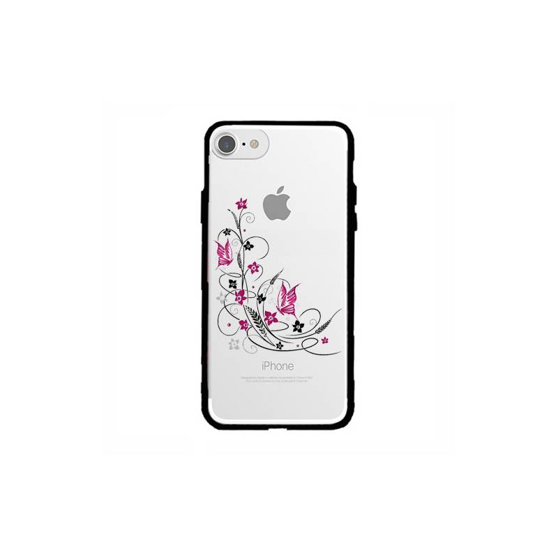 Coque transparente magnetique Apple Iphone 6 / 6s feminine fleur papillon