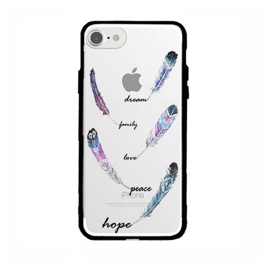 Coque transparente magnetique Apple Iphone 6 / 6s feminine plume couleur